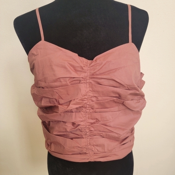NWOT Endless Rose large pleated adjustable strap side zipper crop top. - Picture 1 of 11